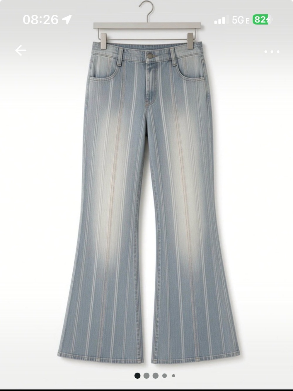 Light Blue Vertical-Stripe Flare Jeans
